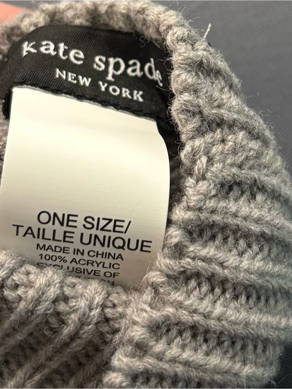 ♠️kate spade♠️ SET OF: Heather Gray Flocked Spade Beanie Hat and Knit Gloves